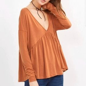 Terracotta Swing Babydoll Top from Shein